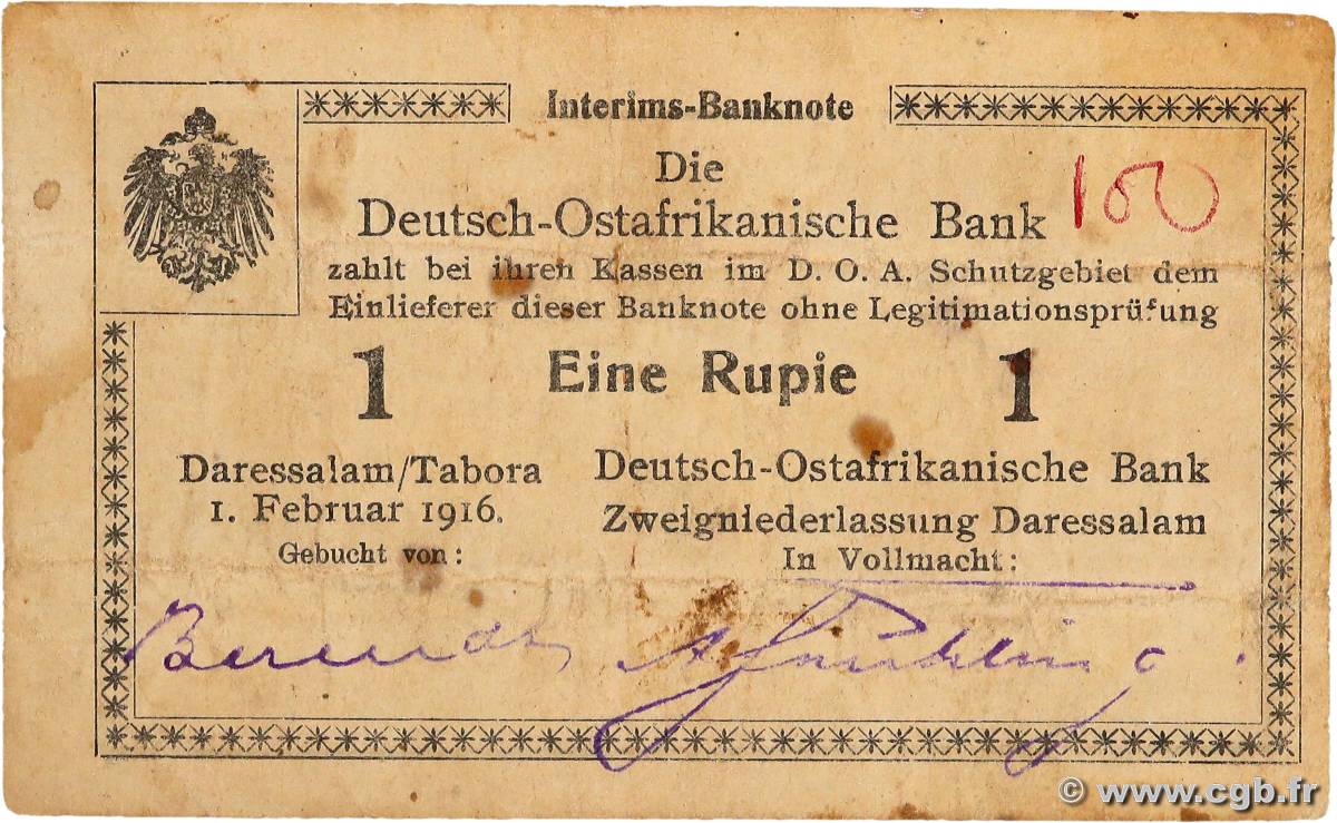 1 Rupie Deutsch Ostafrikanische Bank  1916 P.19 BC