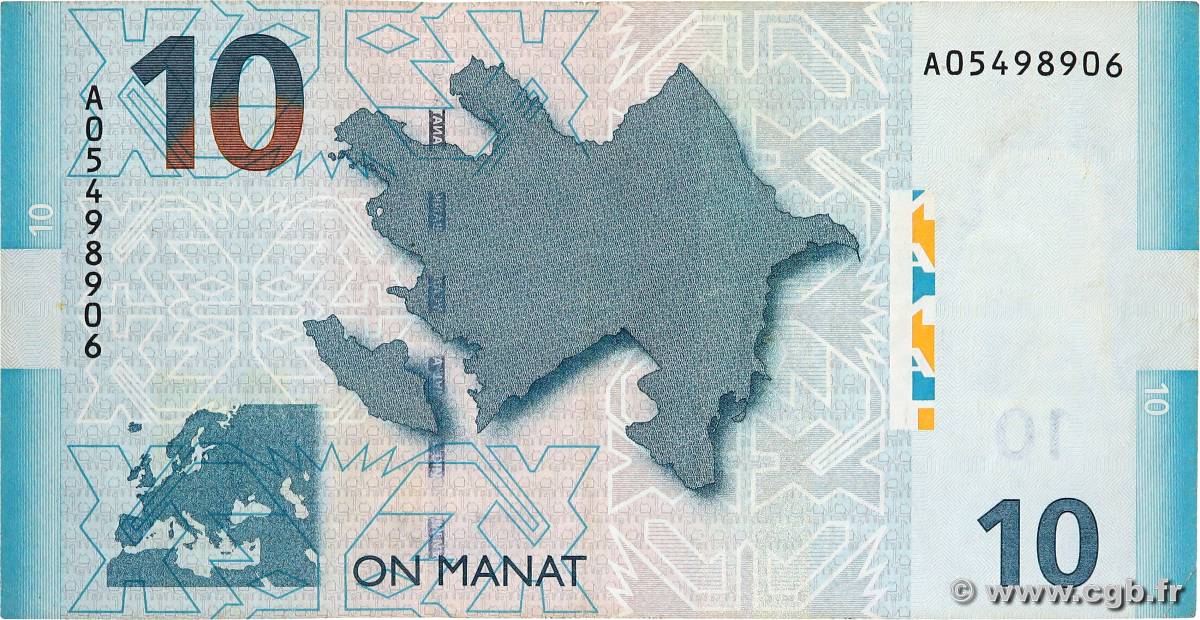 10 Manat AZERBAIJAN  2005 P.27 VF