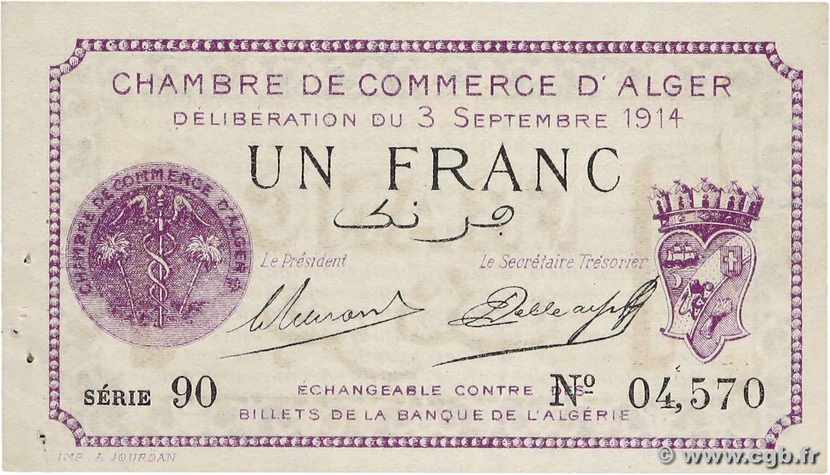 1 Franc ALGÉRIE Alger 1914 JP.137.01 SUP+