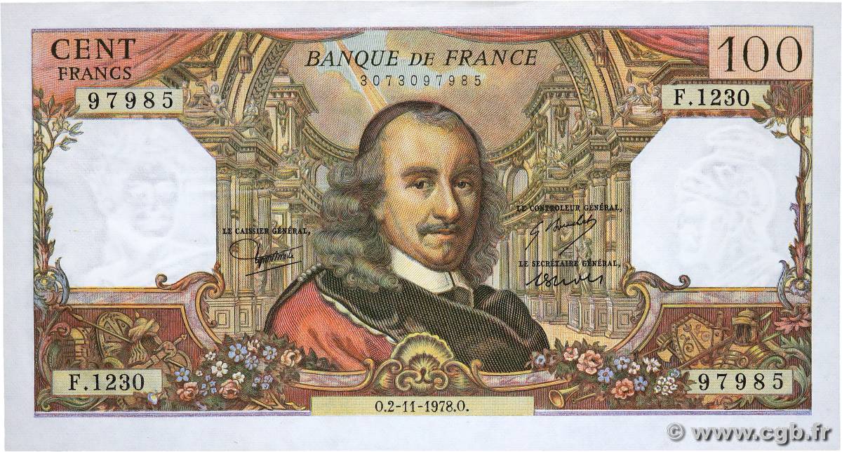 100 Francs CORNEILLE FRANCIA  1978 F.65.64 AU