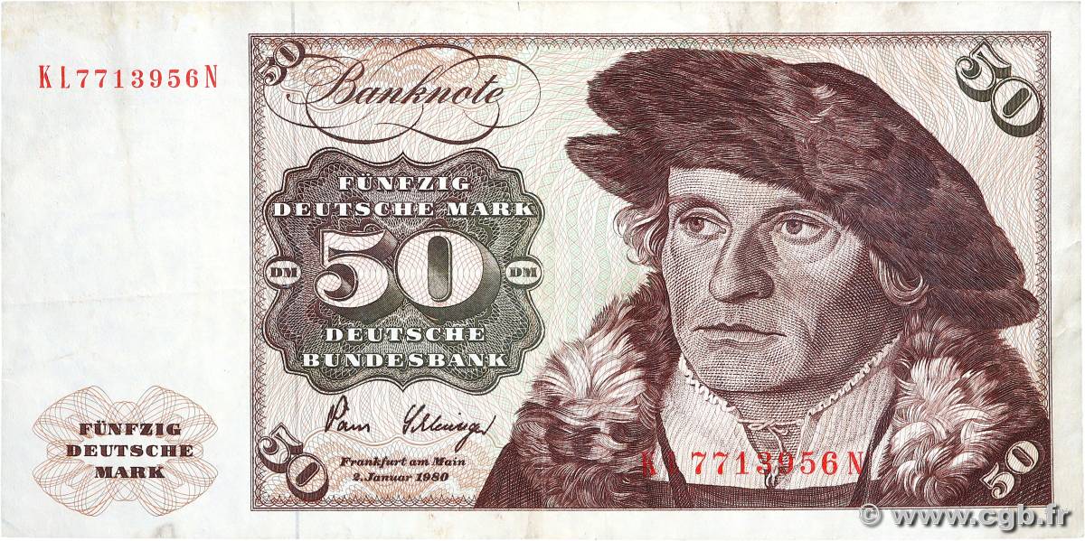 50 Deutsche Mark ALLEMAGNE FÉDÉRALE  1980 P.33d TB
