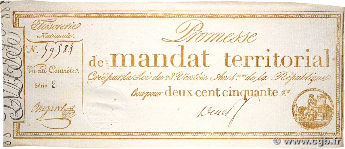 250 Francs avec série FRANCE  1796 Ass.61b pr.SPL