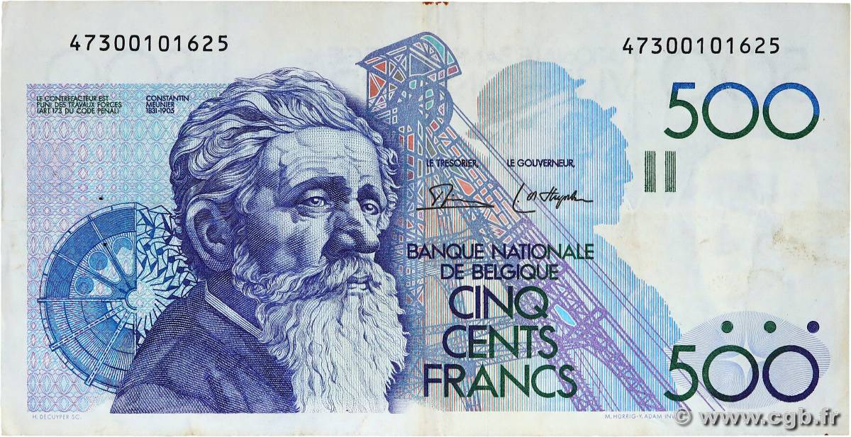 500 Francs BELGIEN  1982 P.143 SS