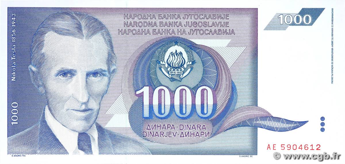 1000 Dinara YUGOSLAVIA  1991 P.110 UNC