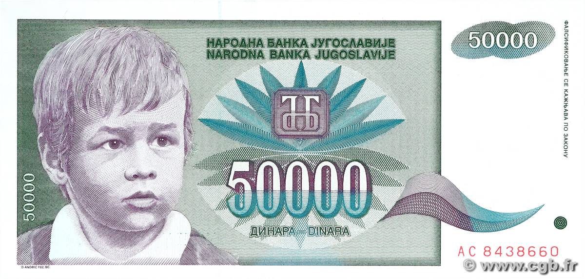 50000 Dinara YOUGOSLAVIE  1992 P.117 pr.NEUF