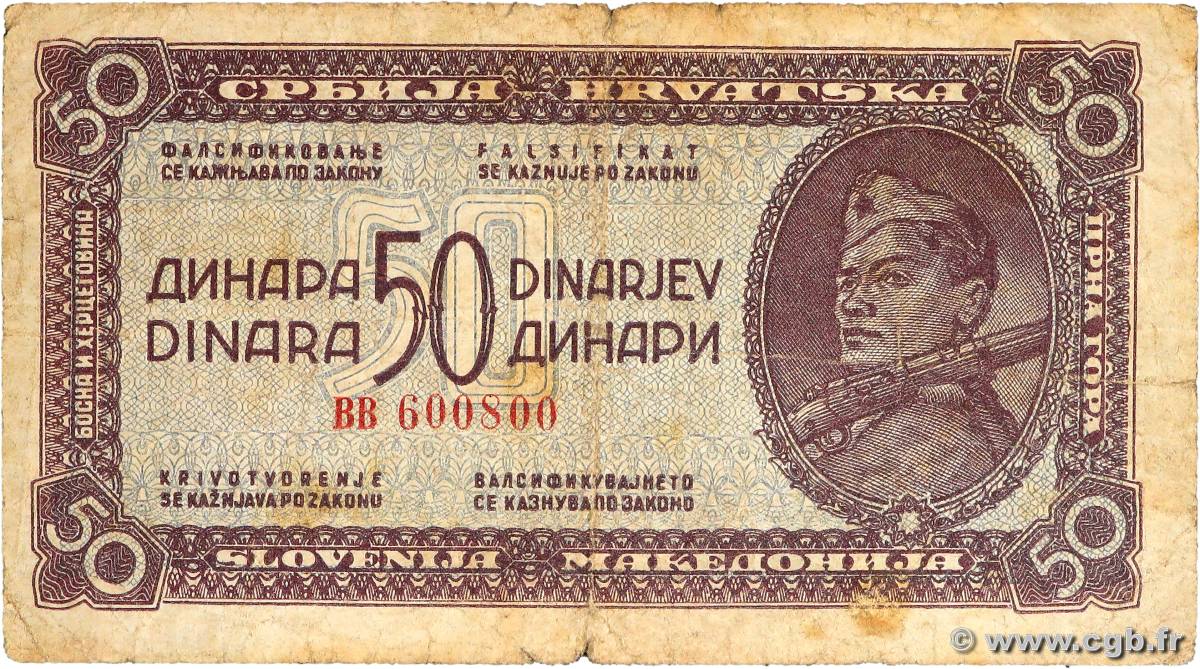 50 Dinara YUGOSLAVIA  1944 P.052b q.MB