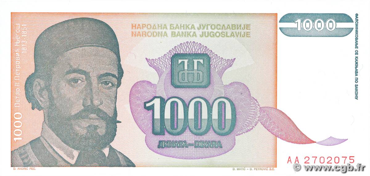1000 Dinara YOUGOSLAVIE  1994 P.140a NEUF