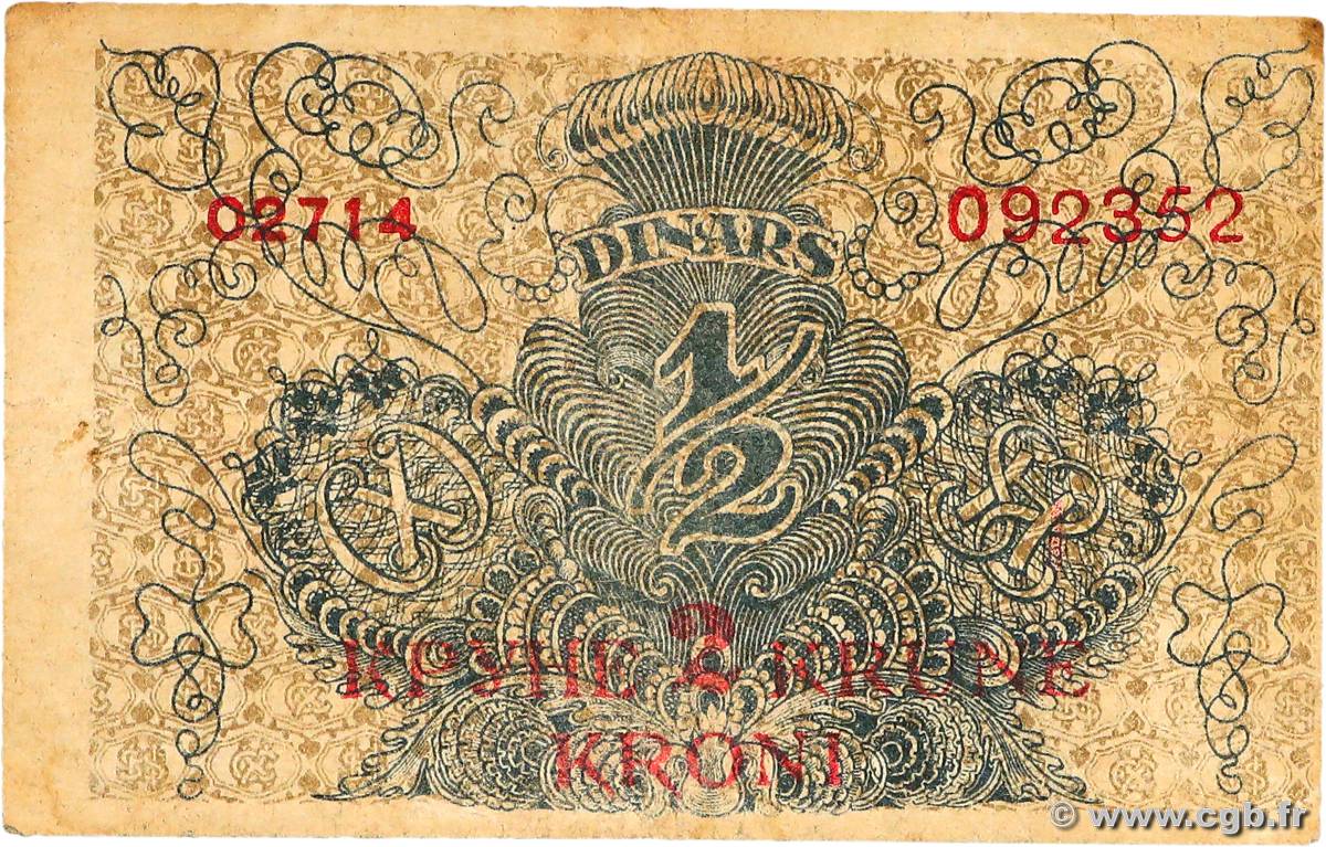 2 Kronen sur 1/2 Dinar YOUGOSLAVIE  1919 P.014a TB