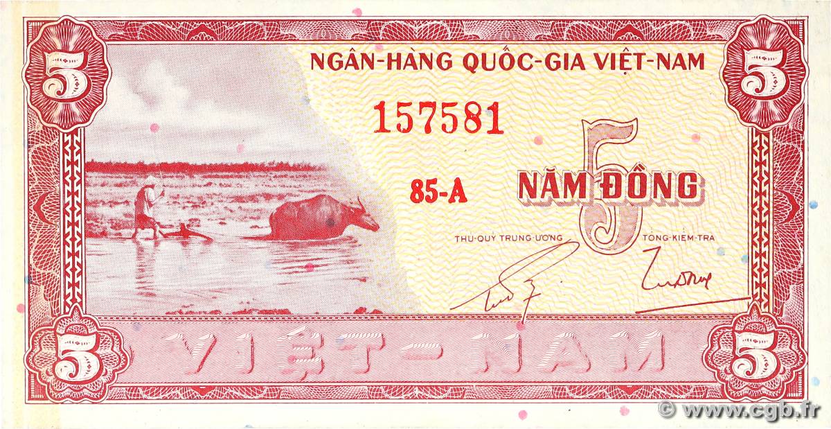 5 Dong VIETNAM DEL SUD  1955 P.13a SPL+