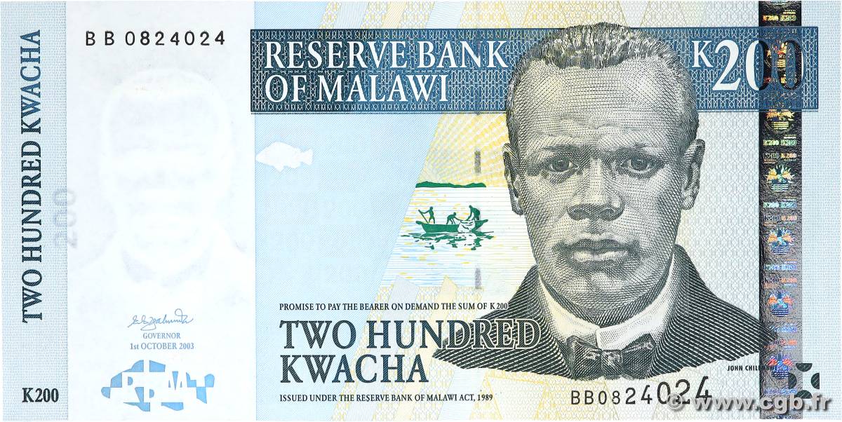 200 Kwacha MALAWI  2003 P.47b fST+