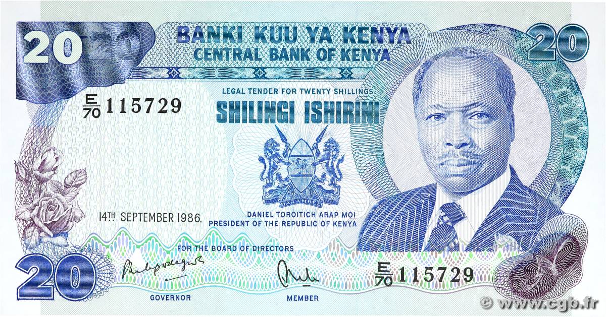 20 Shillings KENYA  1986 P.21e pr.SPL