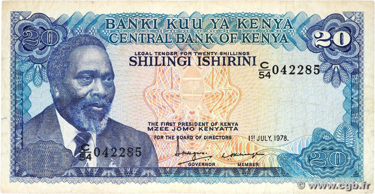 20 Shillings KENYA  1978 P.17 F