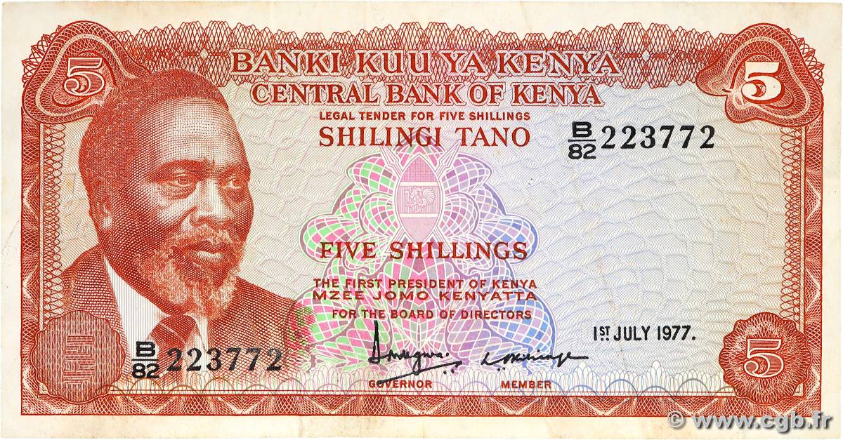 5 Shillings KENYA  1977 P.11d TTB