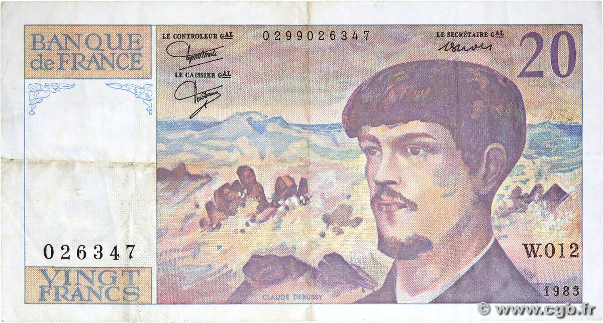 20 Francs DEBUSSY FRANCIA  1983 F.66.04W12 BC