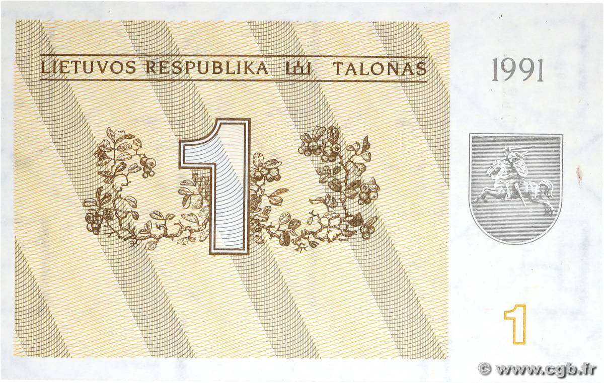 1 Talonas LITHUANIA  1991 P.32a UNC-