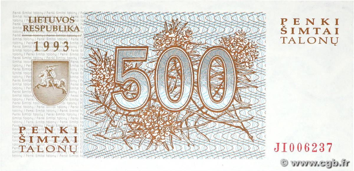 500 Talonu LITUANIA  1993 P.46 FDC