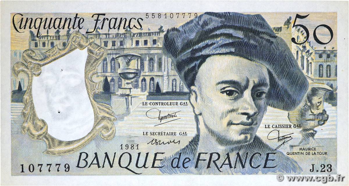 50 Francs QUENTIN DE LA TOUR FRANKREICH  1981 F.67.07 VZ