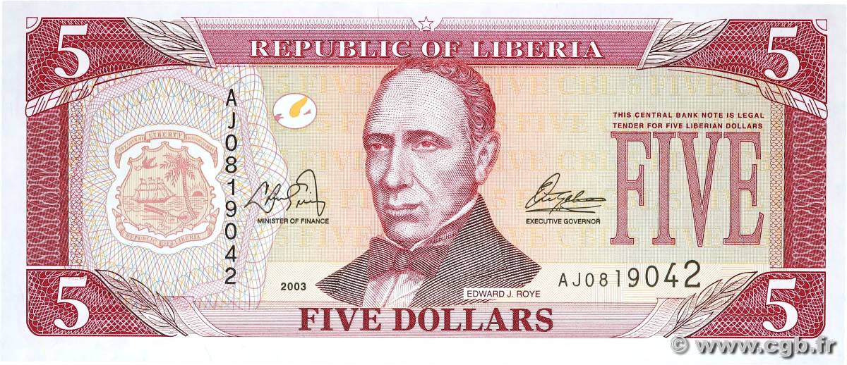 5 Dollars LIBERIA  2003 P.26a UNC-