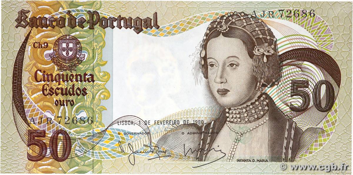 50 Escudos PORTUGAL  1980 P.174b UNC-