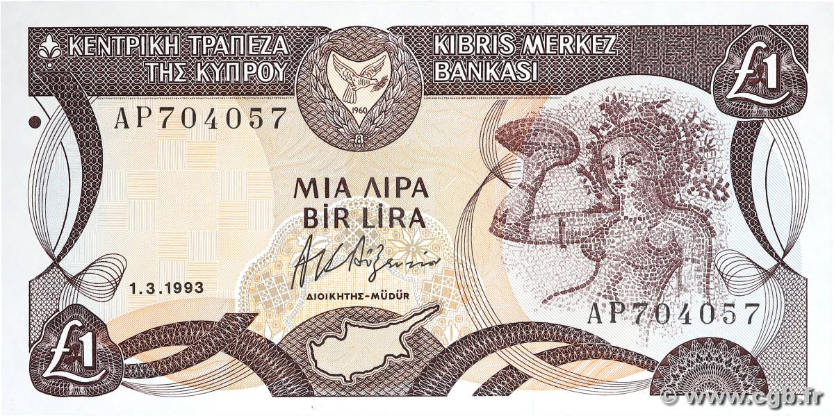 1 Pound CYPRUS  1993 P.53c UNC