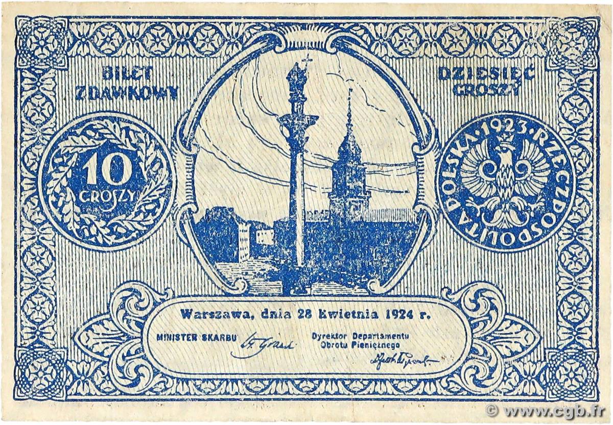 10 Groszy POLAND  1924 P.044 VF+