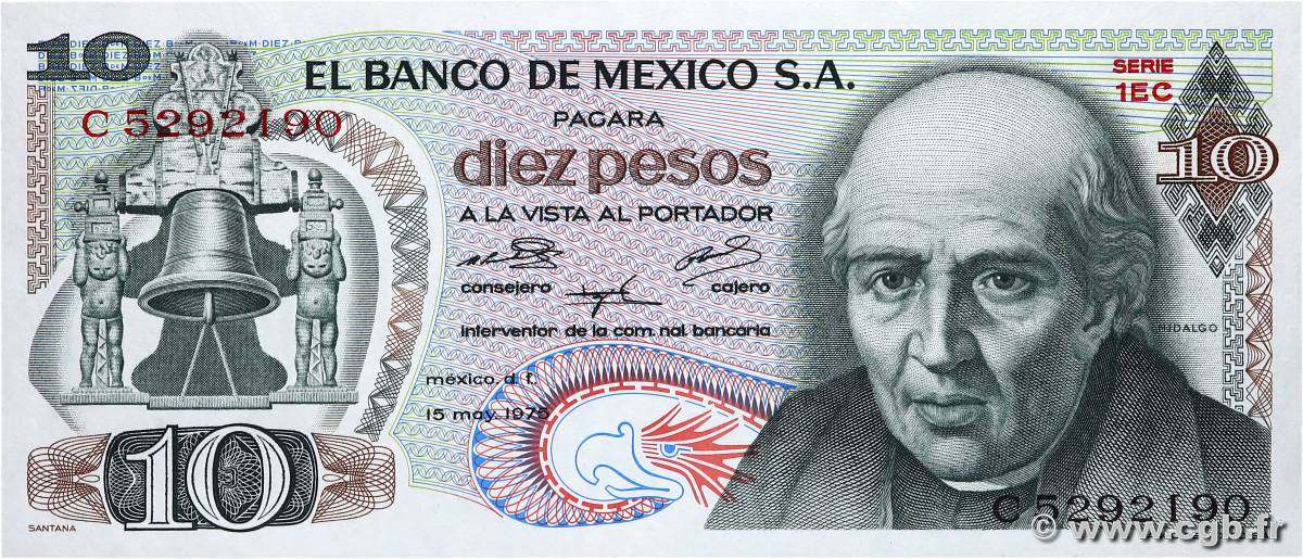 10 Pesos MEXICO  1975 P.063h UNC-