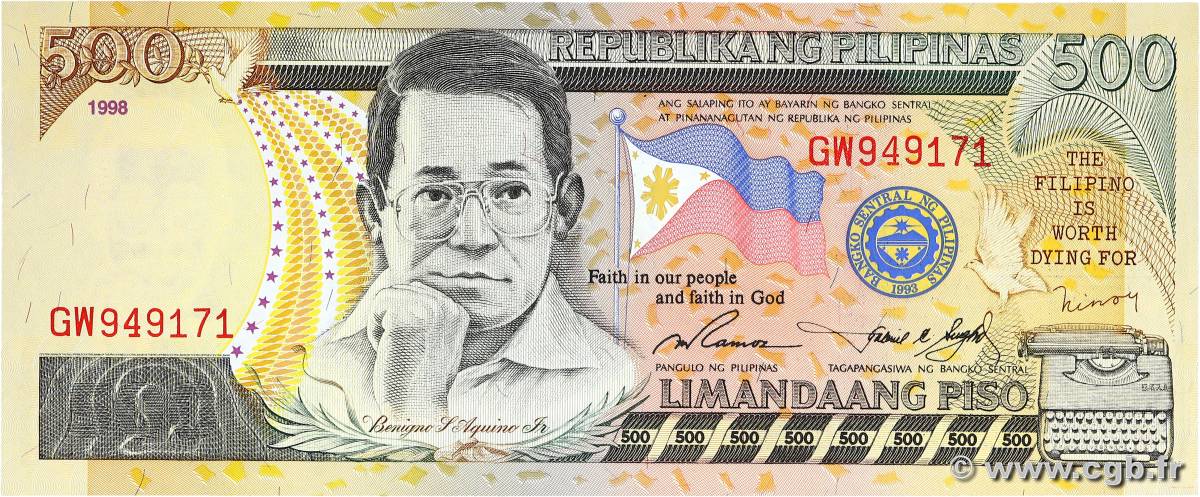 500 Pesos PHILIPPINES  1998 P.185a UNC