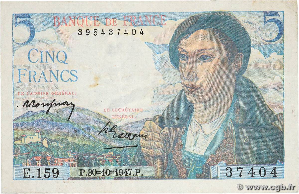 5 Francs BERGER FRANCE  1947 F.05.07a VF+