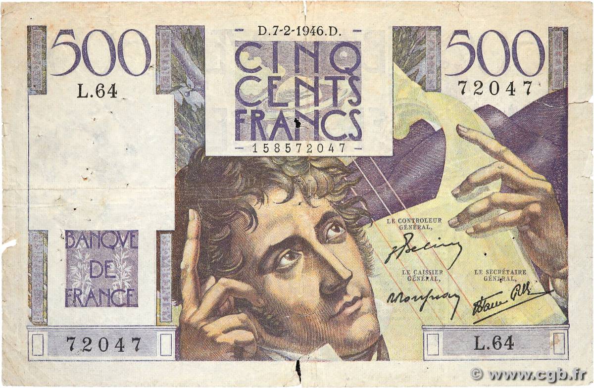 500 Francs CHATEAUBRIAND FRANCE  1946 F.34.04 G