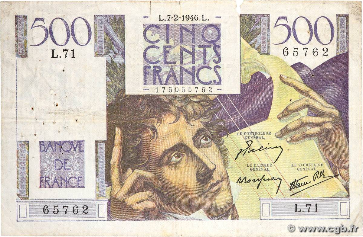 500 Francs CHATEAUBRIAND FRANCE  1946 F.34.04 VG