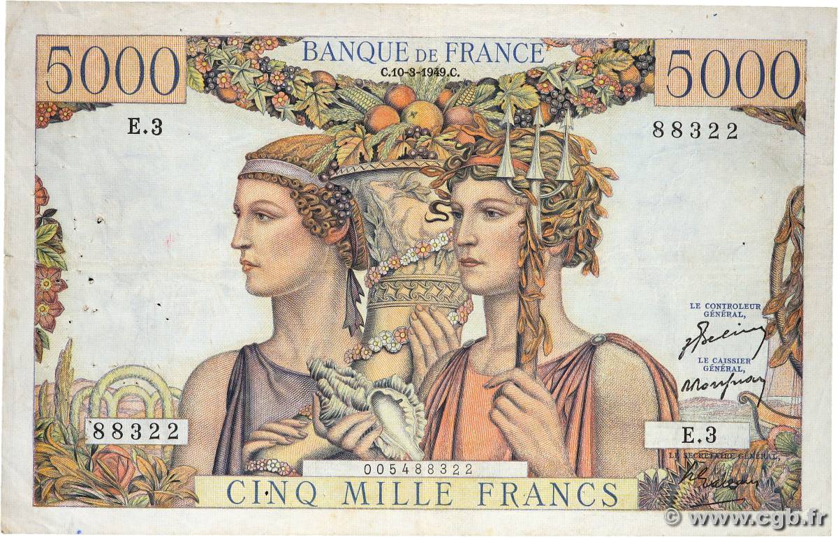 5000 Francs TERRE ET MER FRANCE  1949 F.48.01 F