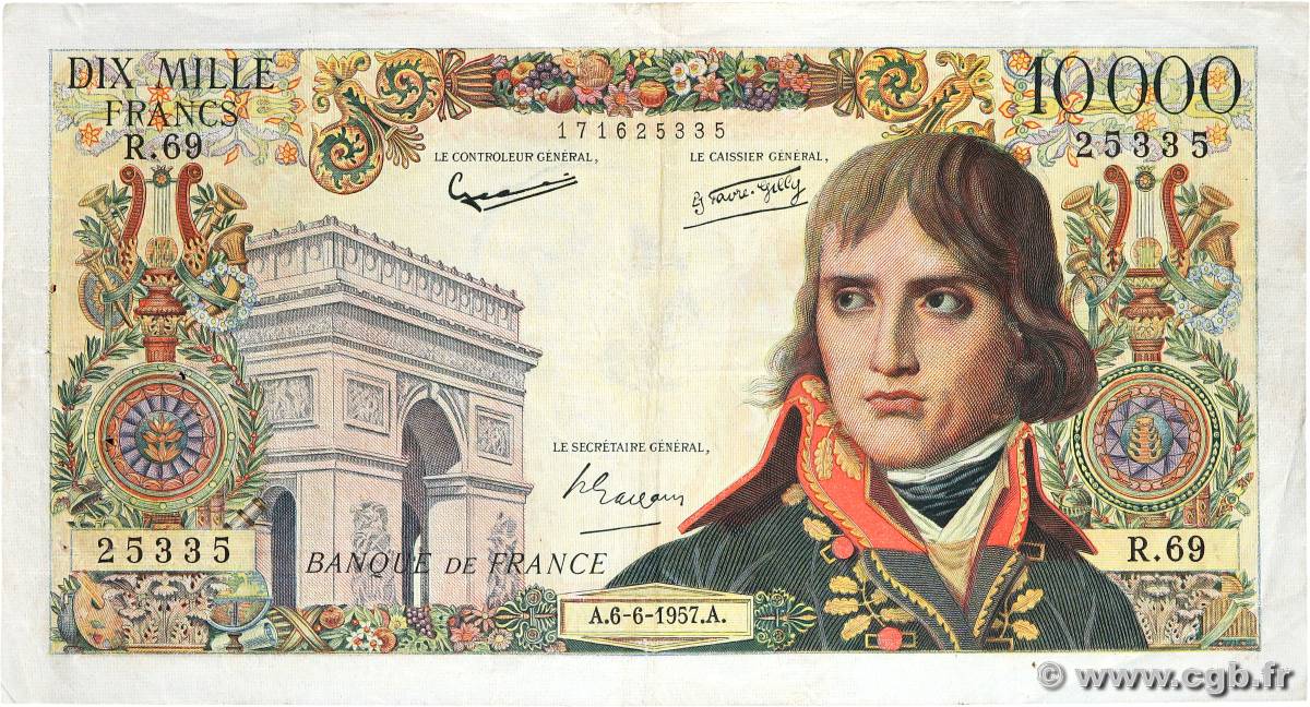 10000 Francs BONAPARTE FRANCE  1957 F.51.08 pr.TTB