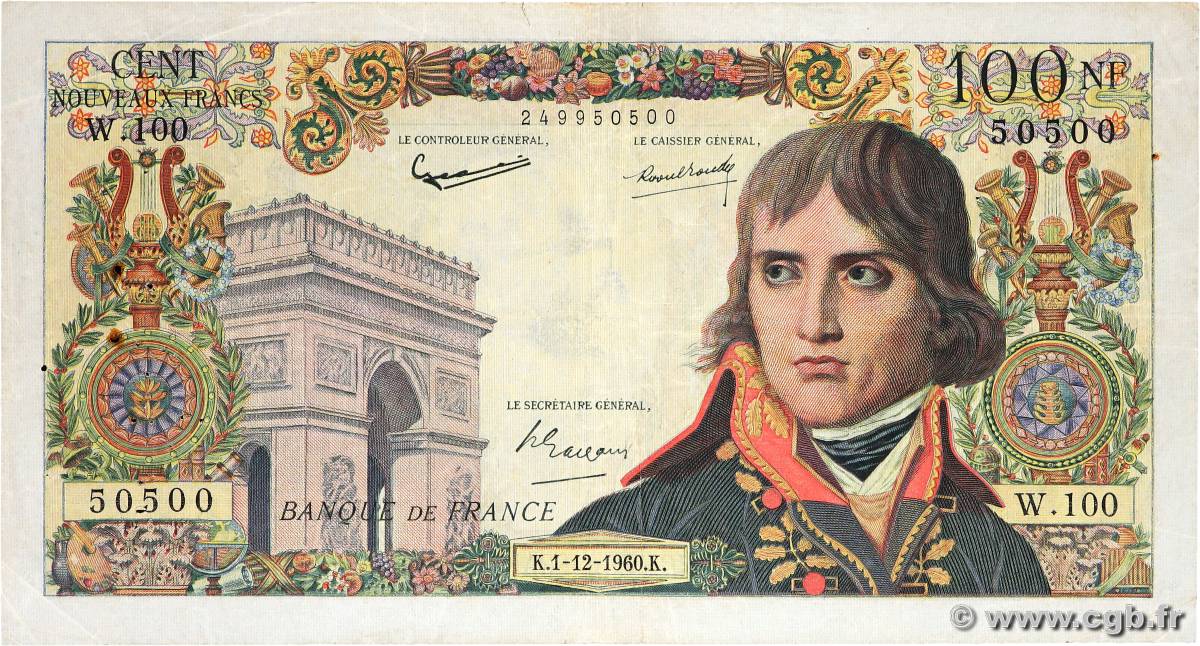 100 Nouveaux Francs BONAPARTE FRANCE  1960 F.59.09 F+