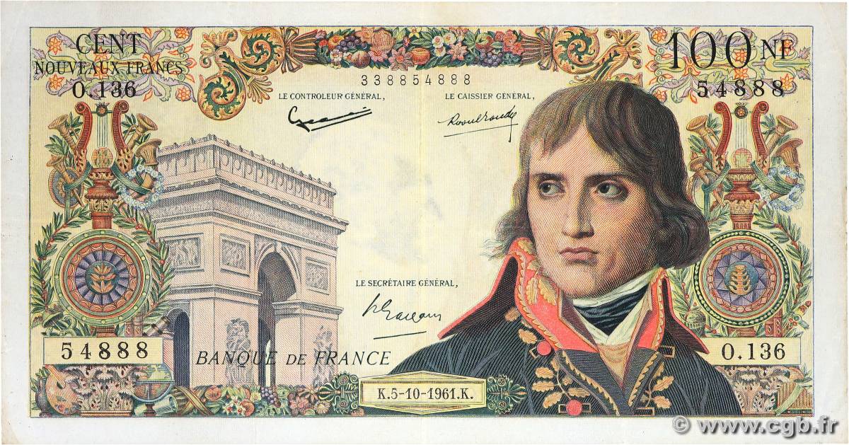 100 Nouveaux Francs BONAPARTE FRANCIA  1961 F.59.12 MB