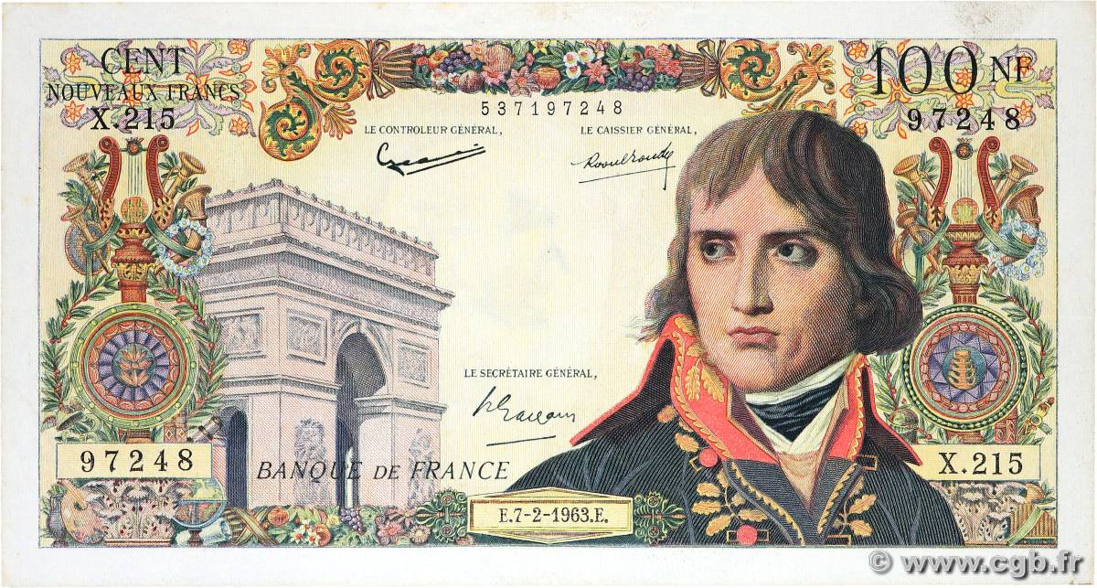 100 Nouveaux Francs BONAPARTE FRANCE  1963 F.59.19 VF