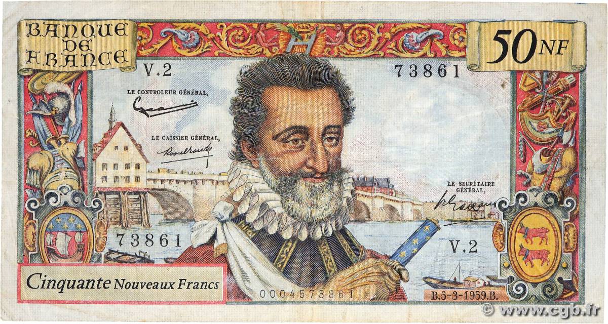 50 Nouveaux Francs HENRI IV FRANCE  1959 F.58.01 F