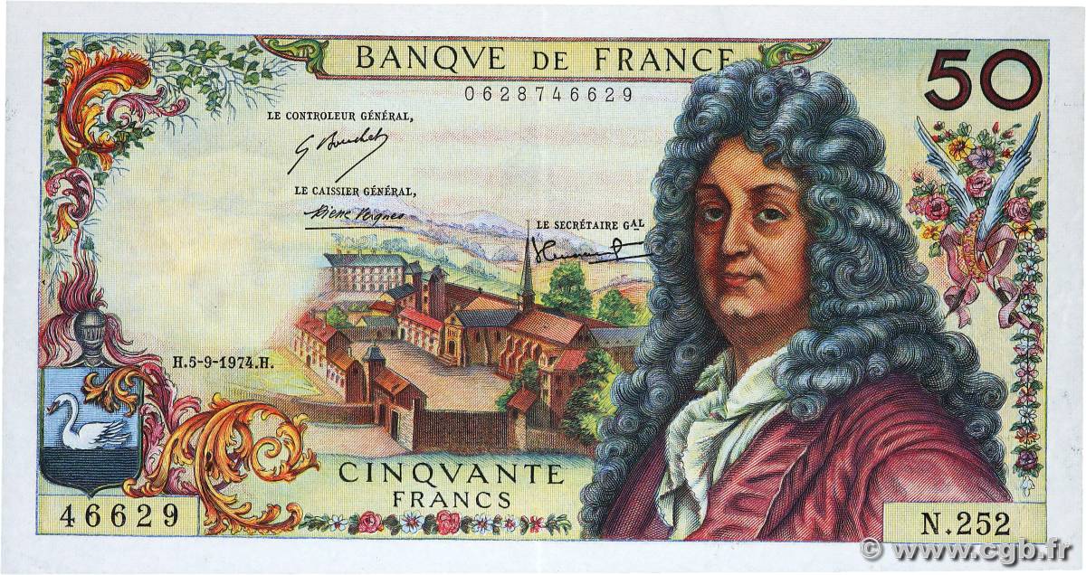 50 Francs RACINE FRANCE  1974 F.64.27 VF