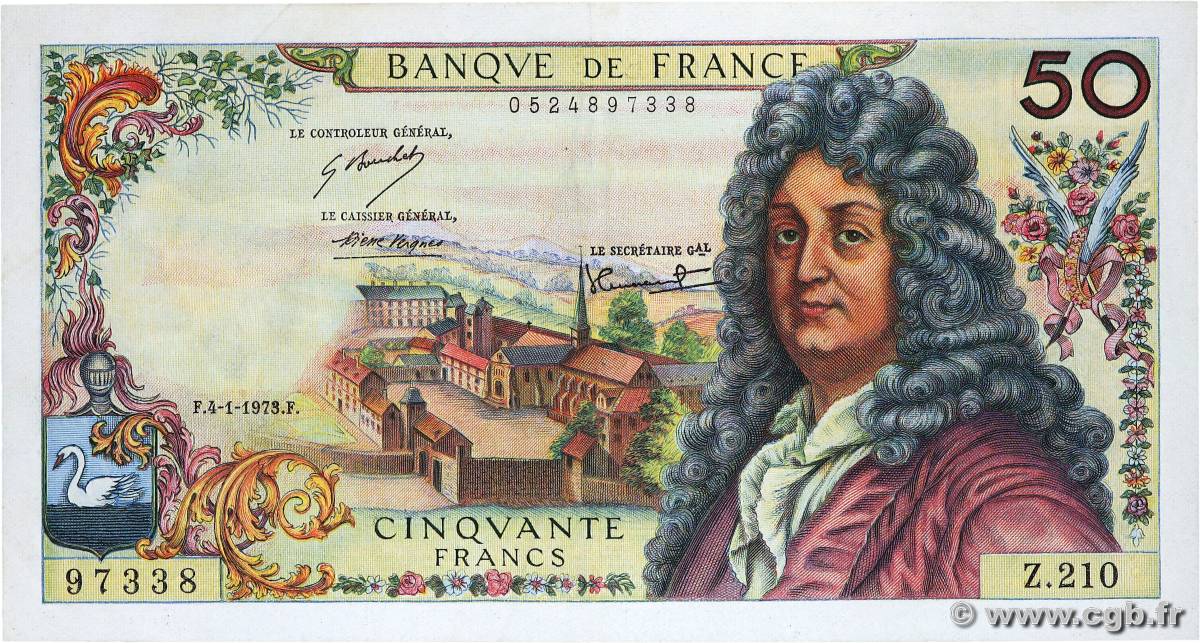 50 Francs RACINE FRANCE  1973 F.64.22 XF