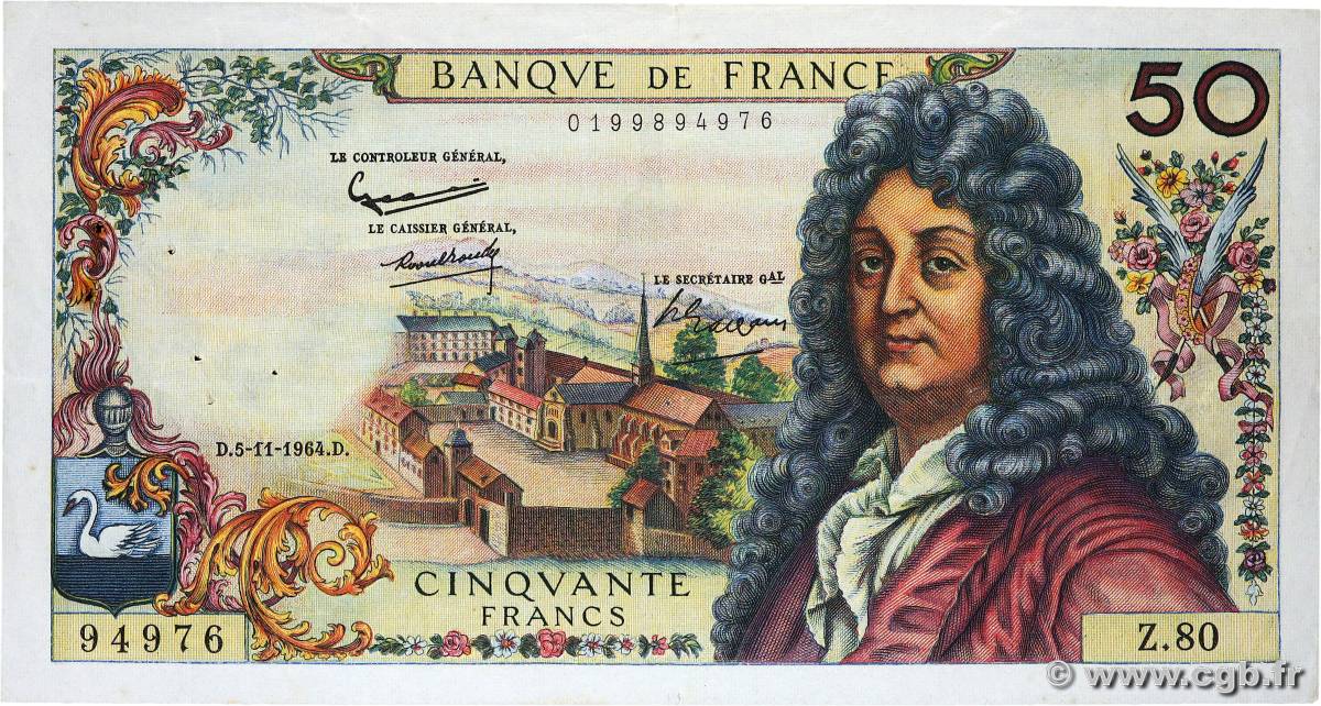 50 Francs RACINE FRANCE  1964 F.64.07 VF