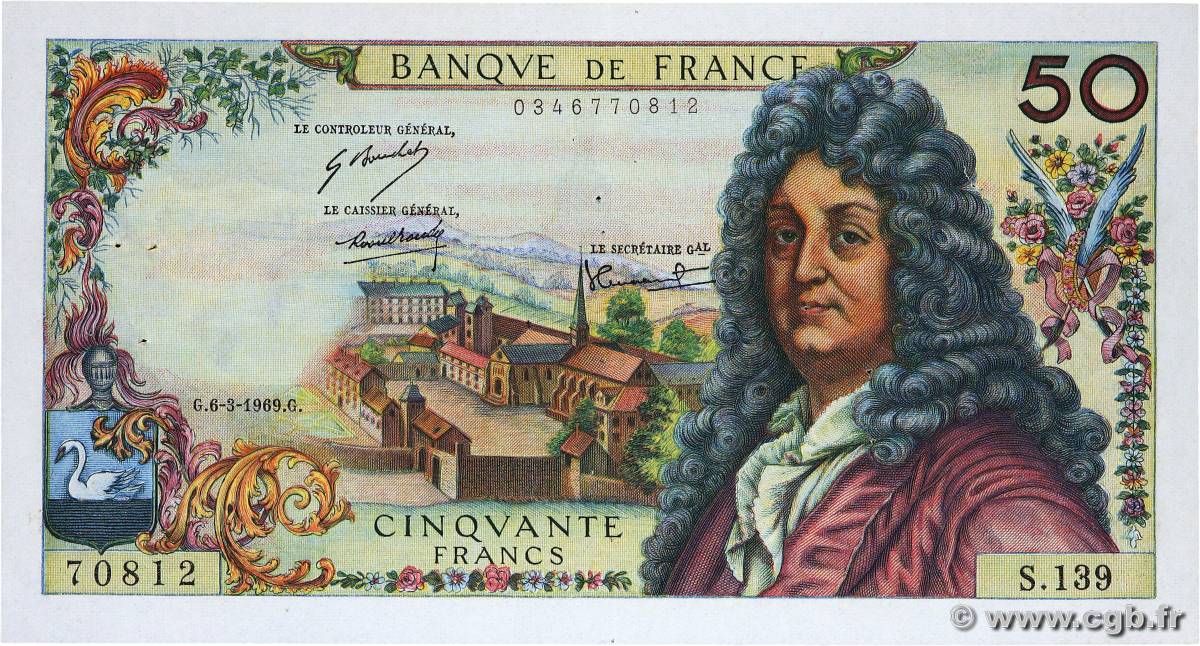 50 Francs RACINE FRANCE  1969 F.64.13 XF-