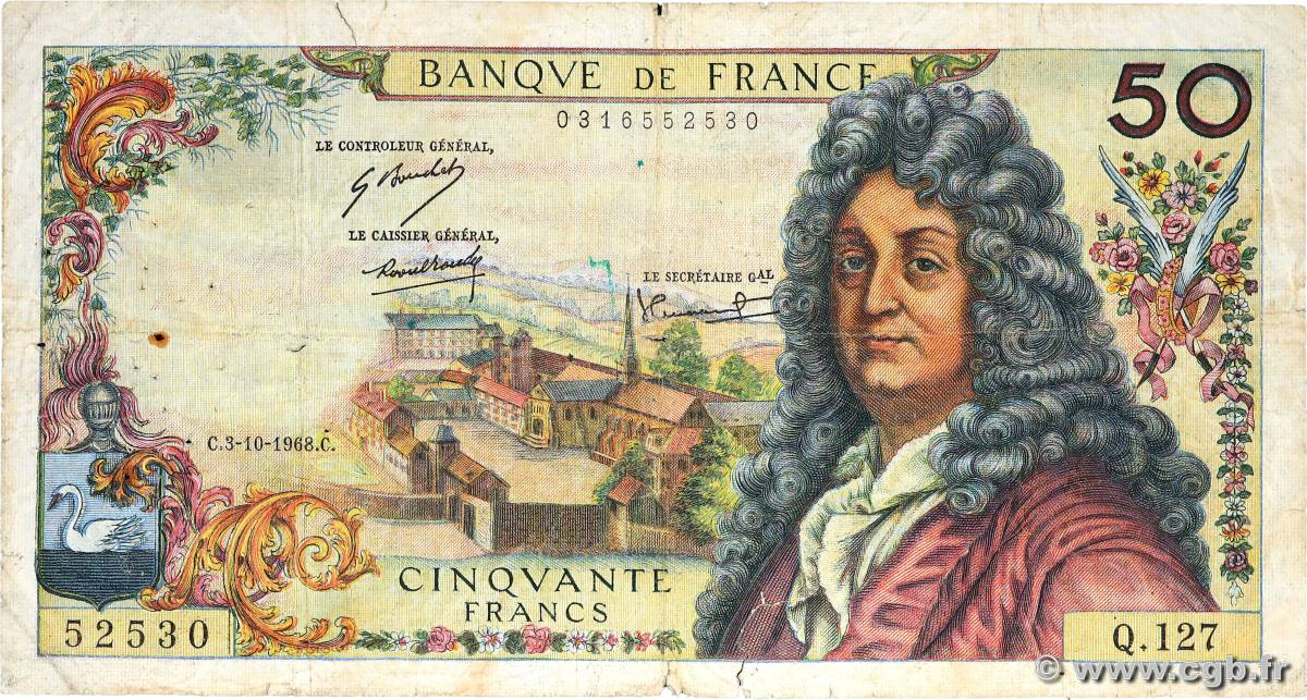 50 Francs RACINE FRANCE  1968 F.64.12 VG