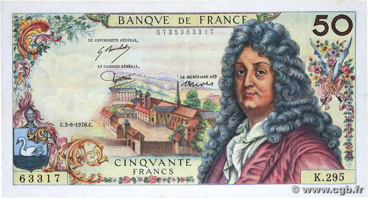 50 Francs RACINE FRANCE  1976 F.64.33 VF