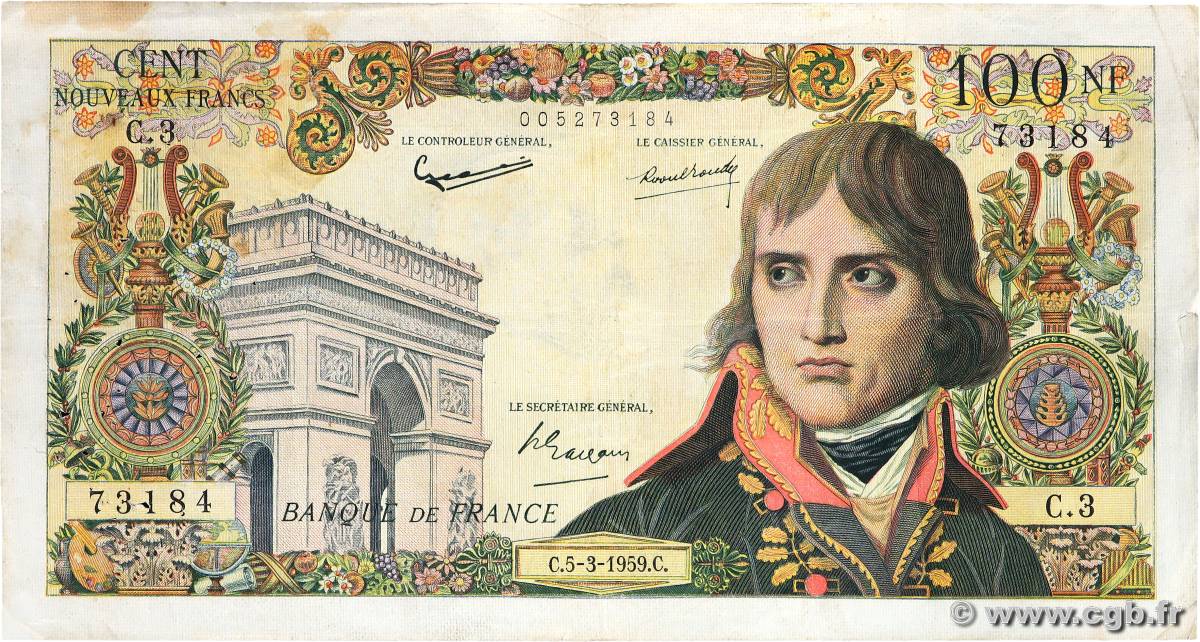 100 Nouveaux Francs BONAPARTE FRANCE  1959 F.59.01 F+