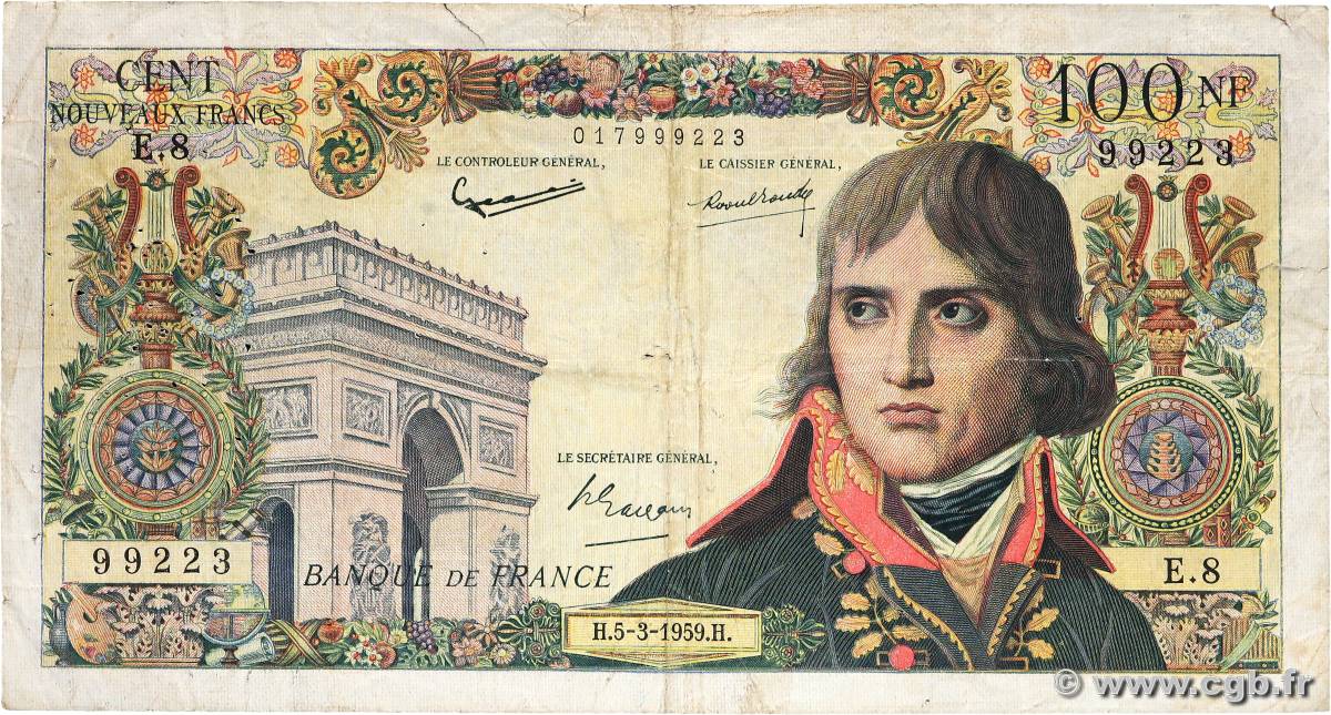 100 Nouveaux Francs BONAPARTE FRANCIA  1959 F.59.01 RC+