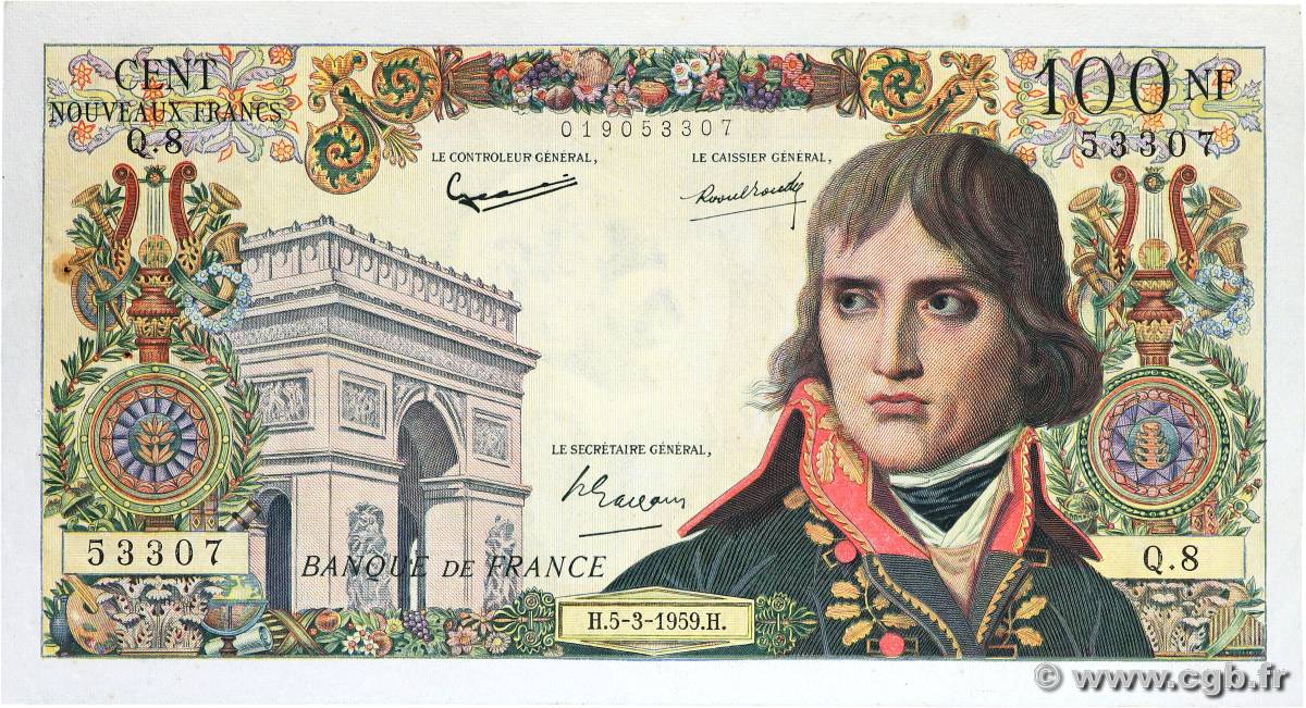 100 Nouveaux Francs BONAPARTE FRANCE  1959 F.59.01 XF