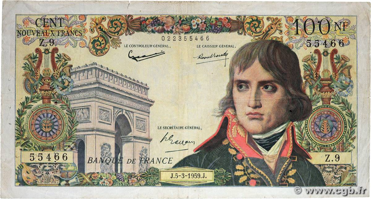 100 Nouveaux Francs BONAPARTE FRANCIA  1959 F.59.01 RC+