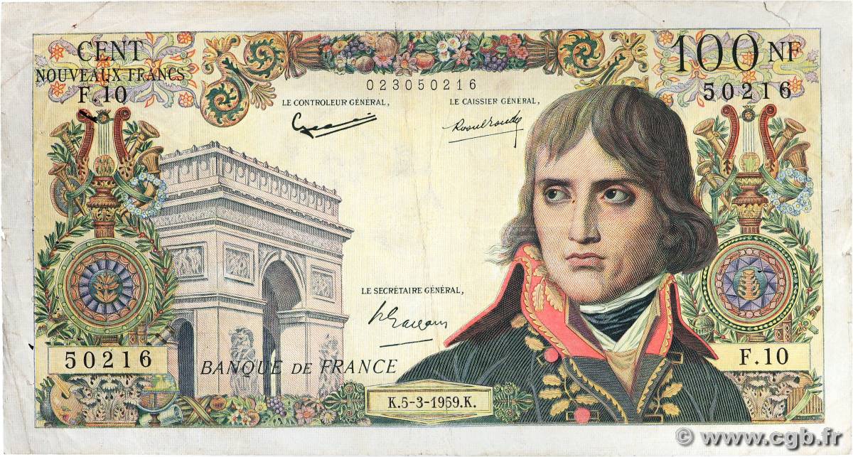 100 Nouveaux Francs BONAPARTE FRANKREICH  1959 F.59.01 S