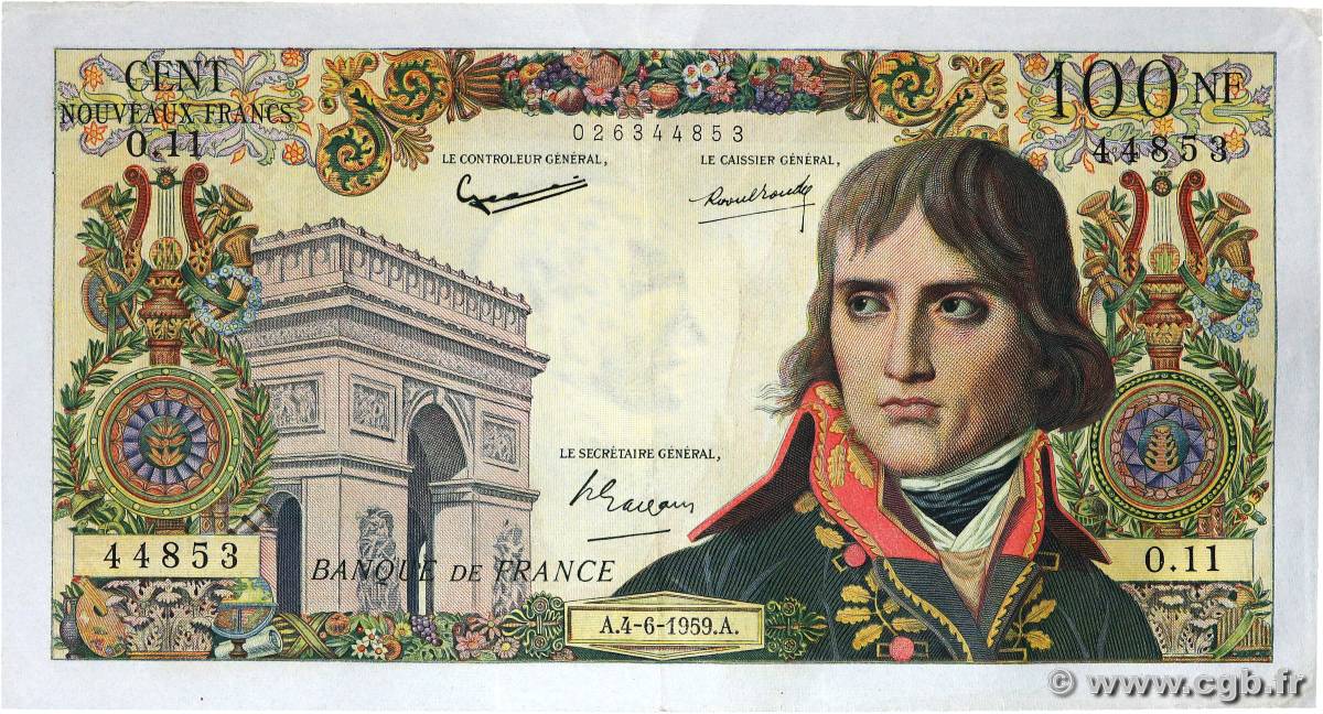 100 Nouveaux Francs BONAPARTE FRANCE  1959 F.59.02 XF