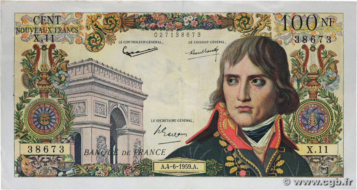 100 Nouveaux Francs BONAPARTE FRANCIA  1959 F.59.02 EBC