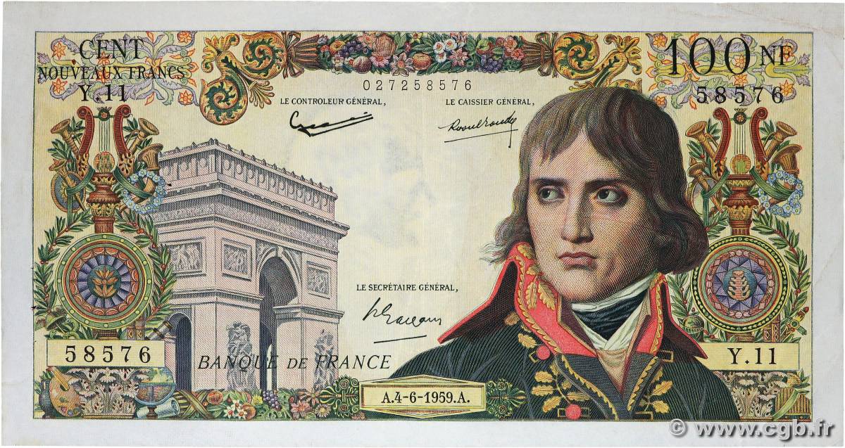 100 Nouveaux Francs BONAPARTE FRANCE  1959 F.59.02 VF+